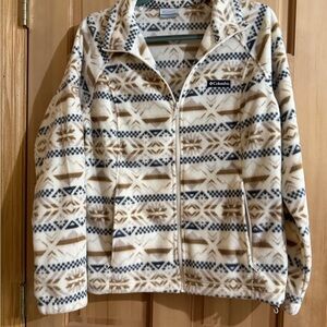 ColumbiaCream & Tan Patterned Fleece Jacket